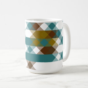 Taza De Café mostaza picante, jade desvaído, blanco y nuez mosc
