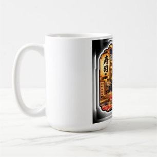 Taza De Café Mostrador de Sushi Gato Restaurante Japonés Escena