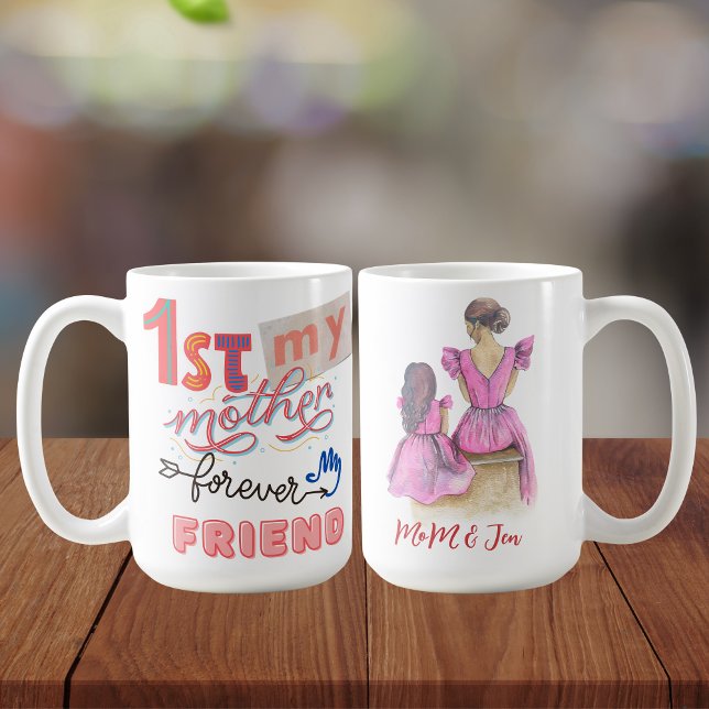 Taza De Café Mother And Daughter In Purple Dress Illustration (Subido por el creador)