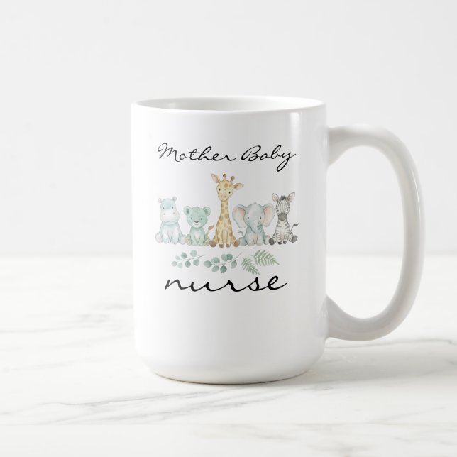 Taza De Café Mother Baby Nurse Safari Jungle Animal Nursery (Derecha)