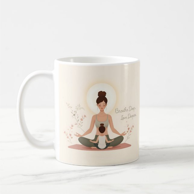 Taza De Café Mother Child Yoga Meditation Art (Izquierda)