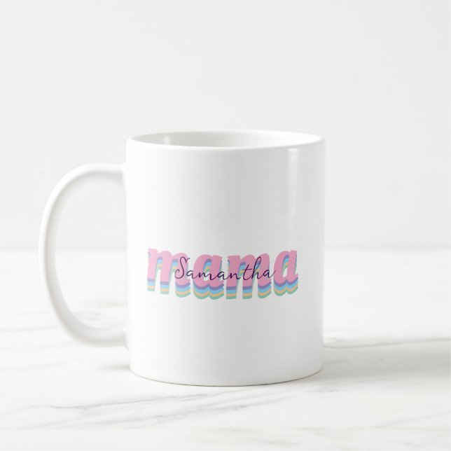 Taza De Café Mothers day custom kids name MAMA gift (Izquierda)