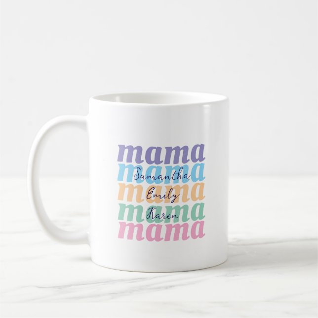 Taza De Café Mothers day custom kids name MAMA gift (Izquierda)