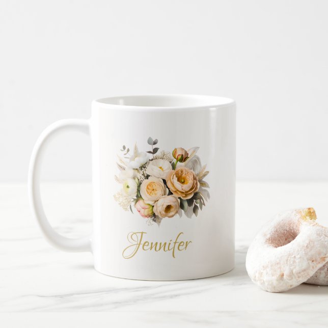 Taza De Café Mother's Day Floral Mug Personalized Gift (Con donut)