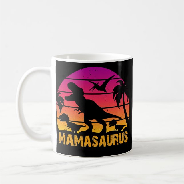 Taza De Café Mother's Day MAMASAURUS T Rex Dinosaur Family (Izquierda)