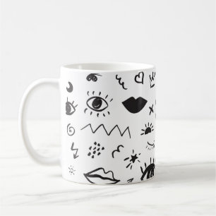 Taza De Café Motif de ojos: Patrón de moda de época