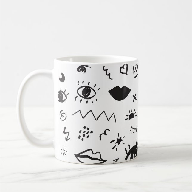 Taza De Café Motif de ojos: Patrón de moda de época (Izquierda)