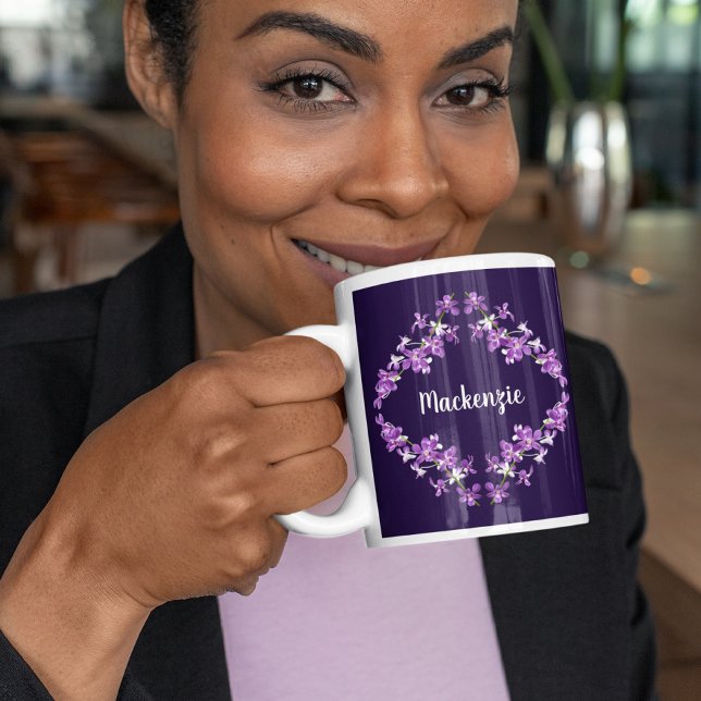 Taza De Café Motif de orquídeas púrpura personalizadas (Subido por el creador)
