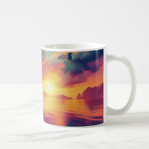 Taza De Café Motif de una puesta de sol roja épica