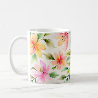 Taza De Café Motif floral style peinture aquarelle