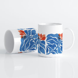 Taza De Café Motif mug de hojas de acua y Naranja