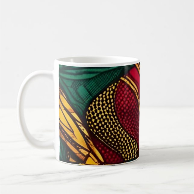 Taza De Café Motif Wax Africain – Explosion de Couleurs (Izquierda)