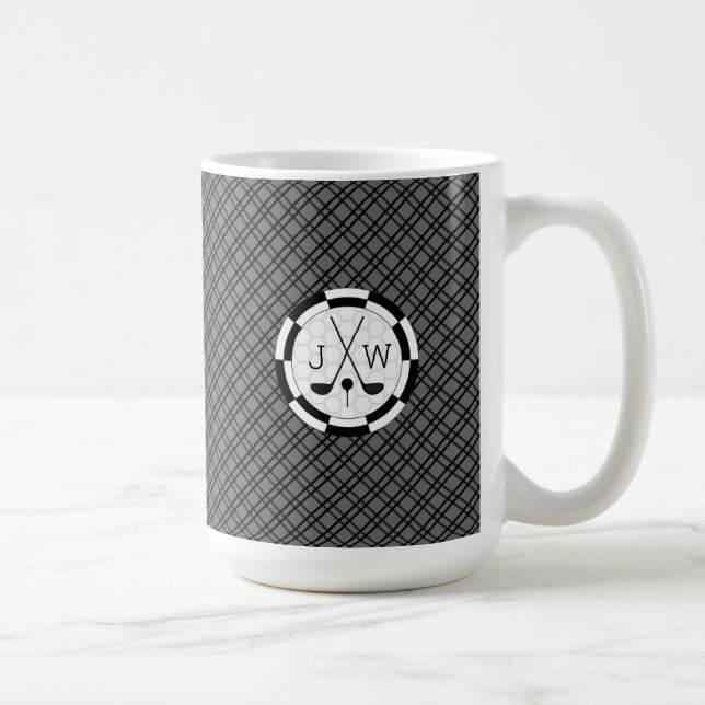Taza De Café Motif y monograma modernos de equipos de golf (Derecha)