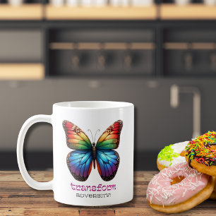 Taza De Café Motivación de la transformación de mariposa arco i