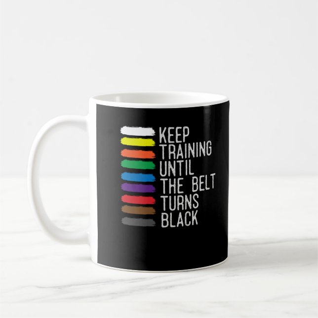 Taza De Café Motivación del cinturón negro Taekwondo Jiu Jitsu  (Izquierda)