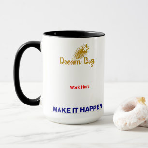 Taza de Café Motivacional Sueña en Grande Trabaja 