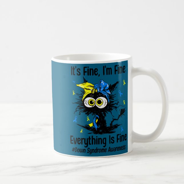 Taza De Café Motivational down syndrome awareness cat t21 (Derecha)