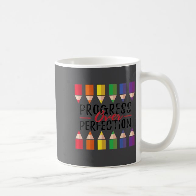Taza De Café Motivational Progress Over Perfection Back To Scho (Derecha)