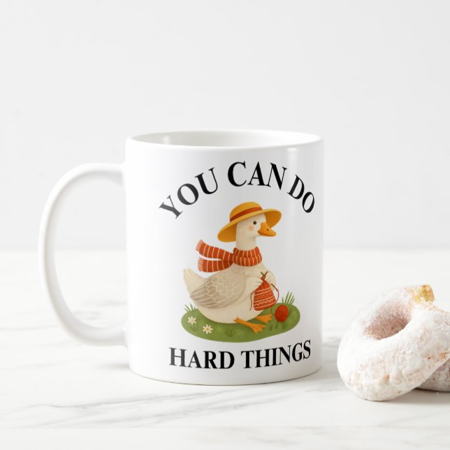 Taza De Café Motivational You Can Do Hard Things Goose Mug (Con donut)