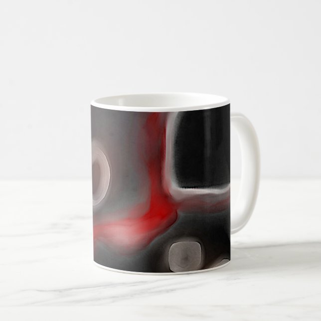 Taza De Café Motivo Arterial: Resumen Negro, Blanco y Rojo (Anverso derecho)