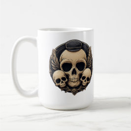 Taza De Café Motivo de Calavera en una Paleta Monocroma