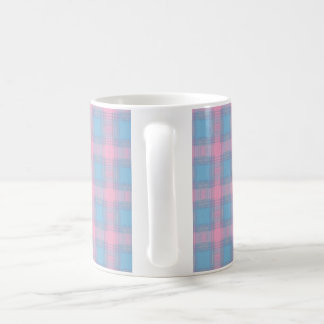 Taza De Café Motivo de comprobación azul cielo rosa