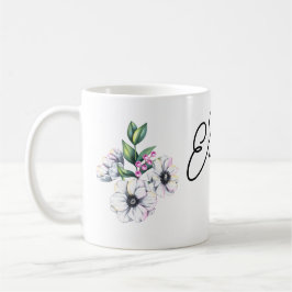 Taza De Café Motivo de las flores y nombre personalizado