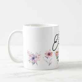 Taza De Café Motivo de las flores y nombre personalizado
