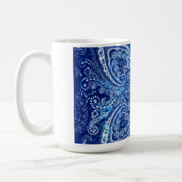 Taza De Café Motivo de paisley azul monocromático