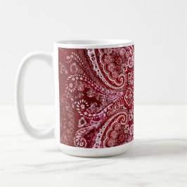 Taza De Café Motivo de Paisley Rojo-Carmesí Monocromático