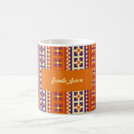 Taza De Café Motivo Étnico Geométrico Tradicional