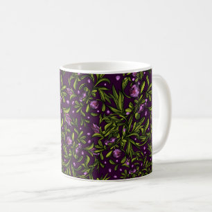 Taza De Café Motivo Floral Artístico: Flores Moradas