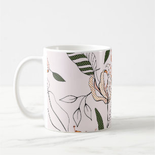 Taza De Café Motivos botánicos, aislados, florales sin costura.