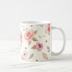 Taza De Café motivos florales suaves en delicados tonos pastel
