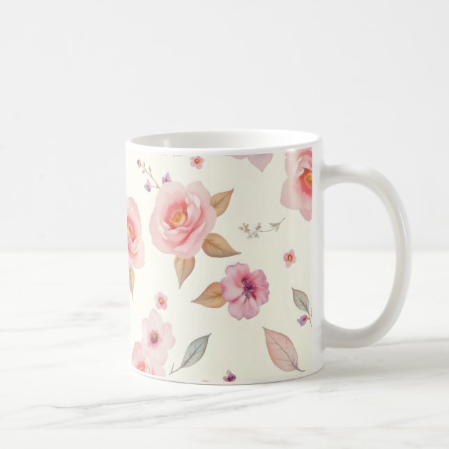 Taza De Café motivos florales suaves en delicados tonos pastel  (Derecha)