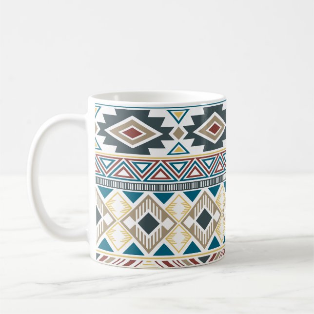 Taza De Café Motivos tribales aztecos: diseño sin foco geométri (Izquierda)