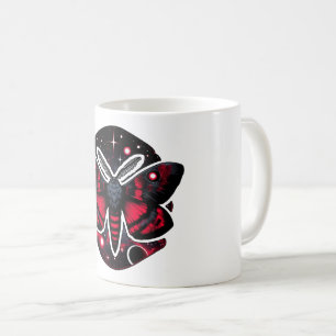 Taza De Café Moto cósmico rojo y negro - místico celestial