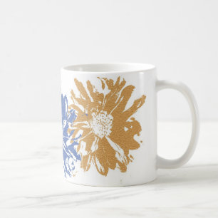 Taza De Café Moto de flor de Naranja azul verde