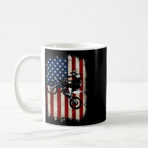Taza De Café Motocicleta Americana Bandera Motocross Biker 4 De