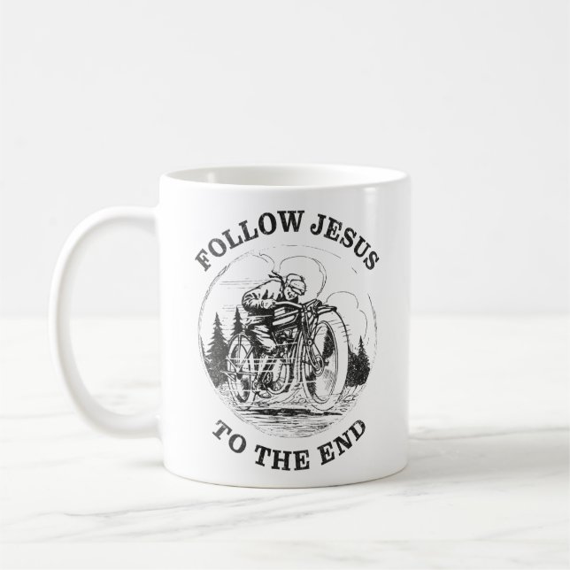 Taza De Café Motocicleta Cristiana Fe: Seguir a Jesús Biker (Izquierda)