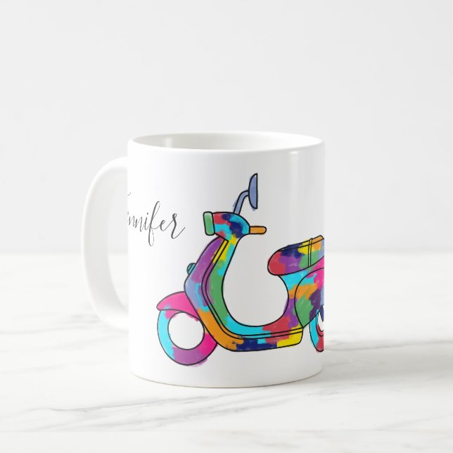Taza De Café Motocicleta de motor de arcoiris amopada personali (Anverso izquierdo)