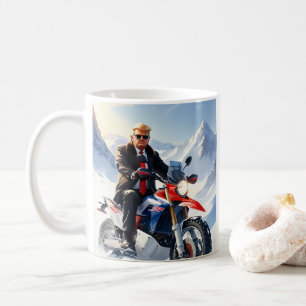 Taza De Café Motocicleta de Trump en Navidades de invierno MAGA