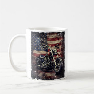 Taza De Café Motocicleta vintage bandera estadounidense retro c