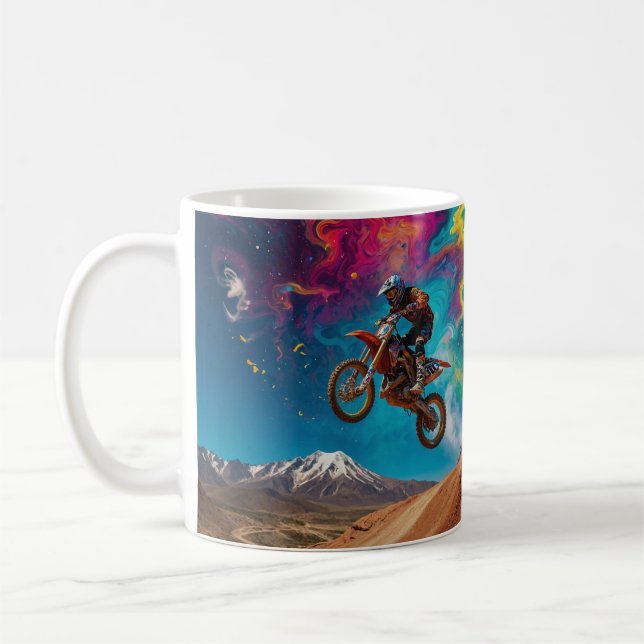 Taza De Café Motocross Racer en la pendiente de montaña (Izquierda)