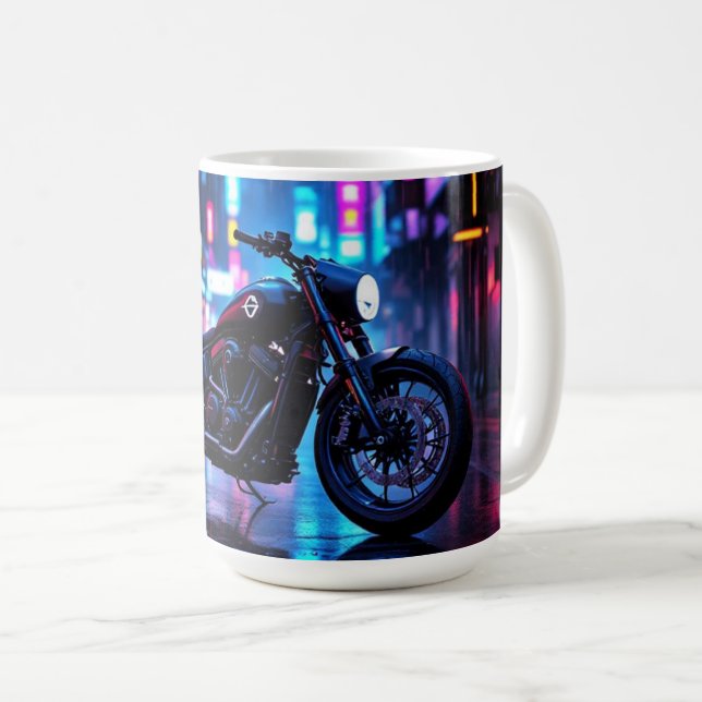 Taza De Café Motorcycle Night City  (Anverso derecho)