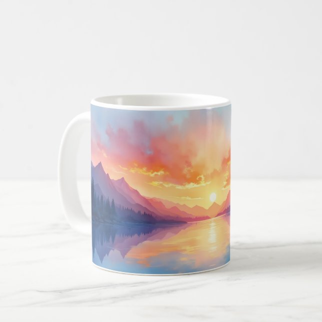 Taza De Café Mountain sunrise reflection (Anverso izquierdo)