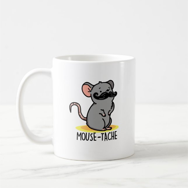 Taza De Café Mouse-tache Funny Mouse Pun (Izquierda)