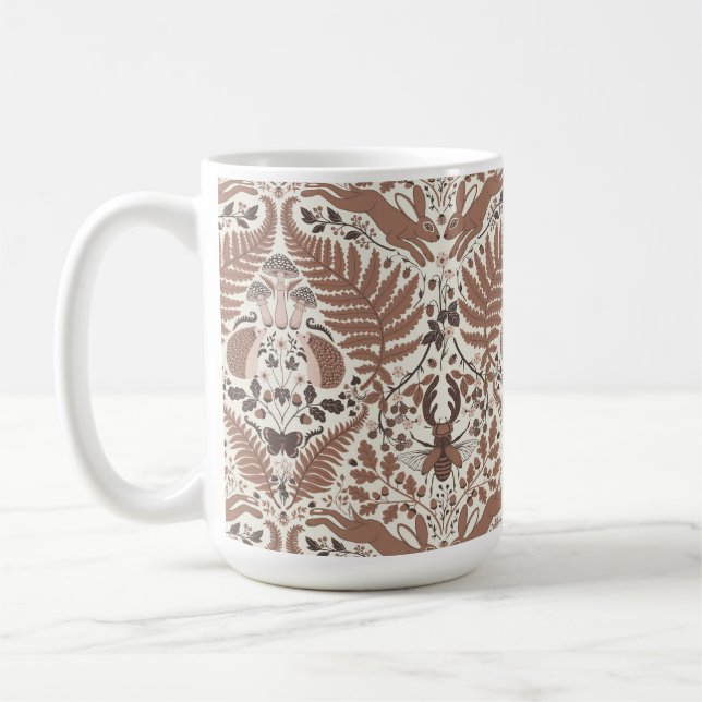 Taza De Café Mousse de Mocha, animales y plantas de bosque (Izquierda)