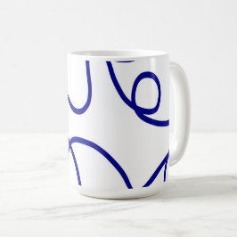Taza De Café Movimiento: Línea de arte en azul y blanco
