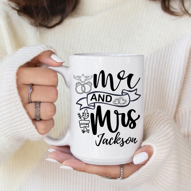 Taza De Café Mr. and Mrs. Newly Wed Mug (Customize this Mr. and Mrs. newly wed coffee mug. )